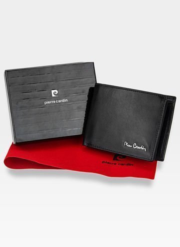 Pierre Cardin Pánská horizontální kožená peněženka Black 88061 s kapsou na zip