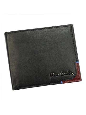 Pierre Cardin TILAK75 8824 pánská peněženka z přírodní kůže černá s červenými detaily bez zapínání RFID Secure