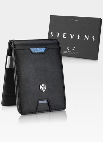 STEVENS Pánská tenká moderní kožená peněženka z RFID Černá pro Karty na hotovost dárek