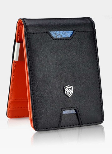 STEVENS Pánská tenká moderní kožená peněženka z RFID Černá pro Karty na hotovost dárek