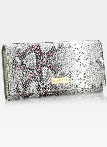 STEVENS dámská peněženka lakovaná velká kožená Grey + Růžový Sparkle 106
