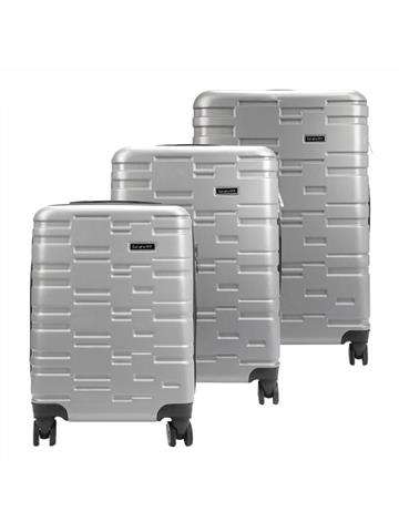 Sada cestovních kufrů Gravitt #1 x3 Z stříbrná z ABS s bezpečnostním zámkem a otočnými kolečky