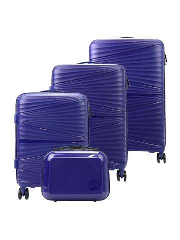 Sada kufrů Jony Z04 x4 Z modrá z ABS se stříbrnými kováními a bezpečnostním zámkem