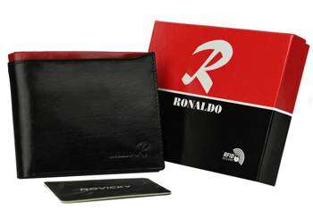 Skládací horizontální pánská peněženka z lesklé pravé kůže - Ronaldo