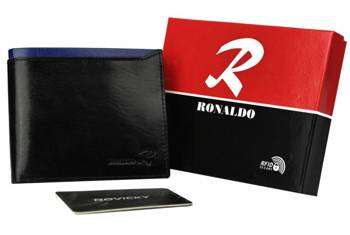 Skládací horizontální pánská peněženka z lesklé pravé kůže - Ronaldo