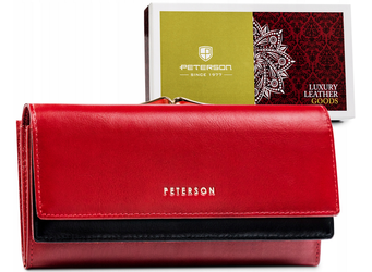 Velká dámská kožená peněženka se zapínáním na patentku a bigiel - Peterson