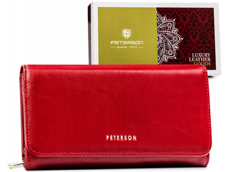 Velká dámská kožená peněženka se zapínáním na patentku a systémem RFID - Peterson
