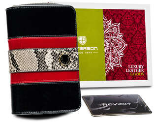Vertikální kožená peněženka se vzorem hadí kůže - Peterson