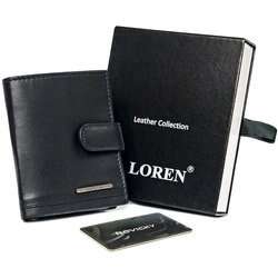 Vertikální kožené pouzdro na karty se zapínáním a kapsou na bankovky - Loren