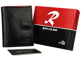 Vertikální pánská peněženka na zip z lesklé pravé kůže - Ronaldo