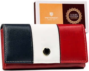 Vícebarevná kožená dámská peněženka s klopou - Peterson