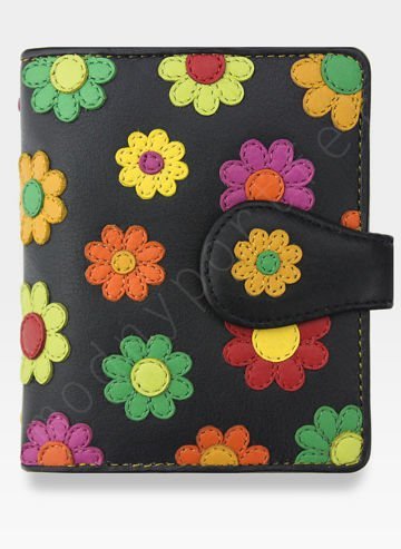 Visconti Dámská kožená peněženka Daisy Flower DS80 Černá