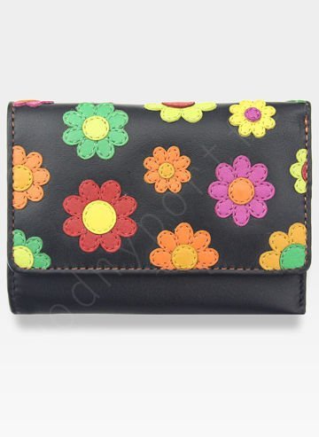 Visconti Dámská kožená peněženka Daisy Flower DS81 Černá