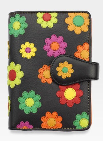Visconti Dámská kožená peněženka Daisy Flower DS82 Černá