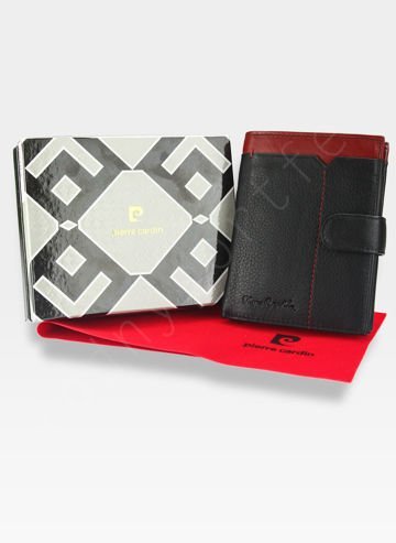 Zapínaná pánská peněženka Pierre Cardin Kožená černá + červená Tilak14 326A Sahara
