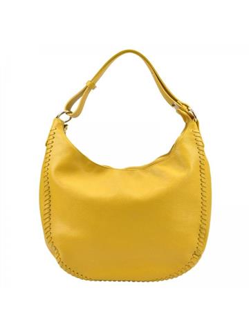 Žlutá Kožená Kabelka Patrizia 419-035 Shopperbag z Přírodní Kůže