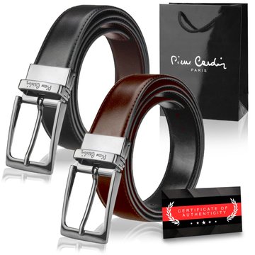 Pánský opasek Pierre Cardin Oboustranný černý pravý FWJX5 Black + Brown