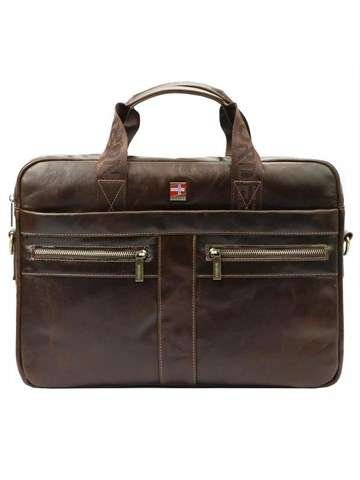 Pánská kožená aktovka Nordee S134 B v barvě hnědá s popruhem a organizérem