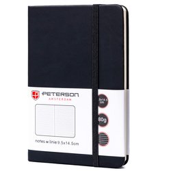 Černý zápisník formátu A6 s potiskem v linkách - Peterson