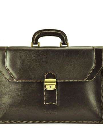 Pierre Cardin 1205 RM02 Pánská Aktovka z Přírodní Kůže v Tmavě Hnědé Barvě s Dlouhým Nastavitelným Popruhem