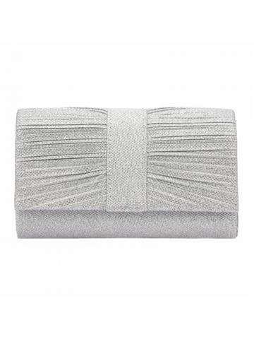 Dámska strieborná kabelka z ekokože Jessica A-2182 večerný štýl s odnímateľným popruhom