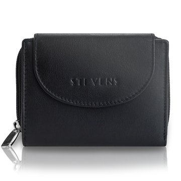 Dámska kožená peňaženka STEVENS Black with Security RFID