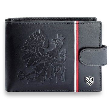 Pánska Peňaženka STEVENS Prírodná Koža Čierna + Červená Mládežnícka s Ochrannou Funkciou RFID