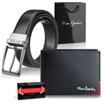 Pierre Cardin TILAK75 8806 Pánská Peněženka z Přírodní Kůže Černá s Červenými Detaily Horizontalní Orientace