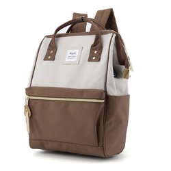 Klasický módny batoh na notebook s USB portom v hnedej a sivej farbe - Himawari