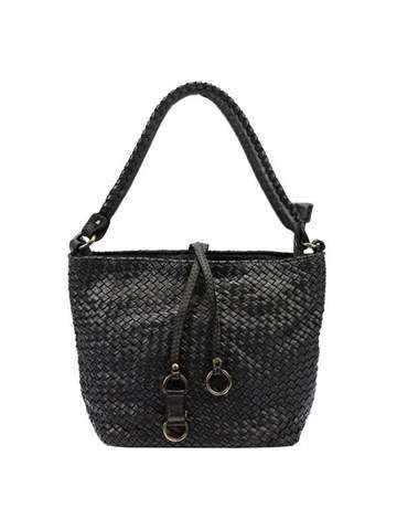 Černá Kožená Kabelka VS 008 Shopperbag s Odnímatelným Popruhem a Zlatými Kováními