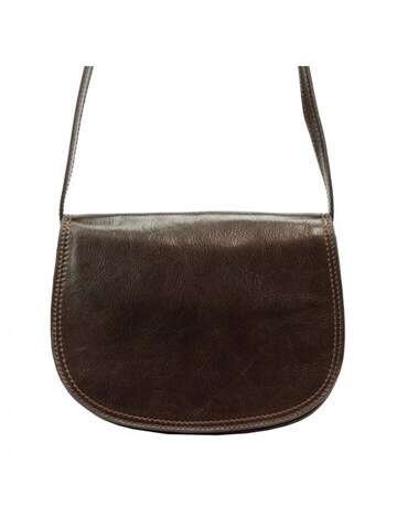 Dámska kožená kabelka Florence 5512 v tmavohnedej farbe so štýlom cez rameno
