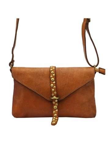 Dámská Kožená Taška VS 013 Přes Rameno Crossbody Hnědá s Zlatými Kovy