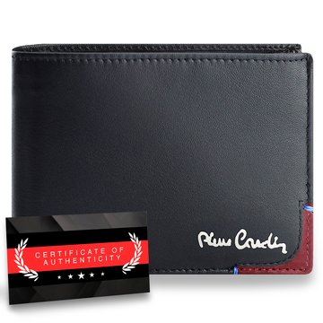 Pánská peněženka Pierre Cardin Přírodní kůže Černá a červená horizontální RFID SECURE Certifikát