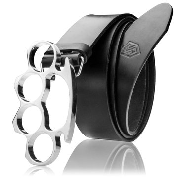 Pánsky kožený opasok STEVENS z pravej useňovej kože s prackou v tvare kosti čiernej farby s vysokou kvalitou