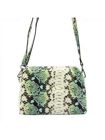 Dámska kabelka PATRIZIA 419-051 z prírodnej kože v zelenej farbe s nastaviteľným popruhom v štýle poštovej schránky