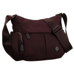 Dámska polyesterová kabelka vo vínovej farbe zavesená na širokom popruhu, dve priehradky - Peterson