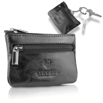 Univerzálne Čierne Kožené Etui na Kľúče a Drobné STEVENS