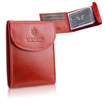 Červené kožené puzdro na karty a vizitky STEVENS Unisex