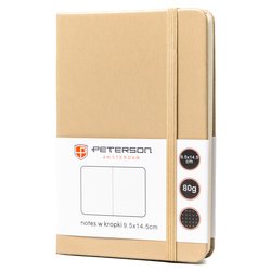 Béžový zápisník formátu A6 s potiskem teček, opatřený uzavírací gumičkou - Peterson