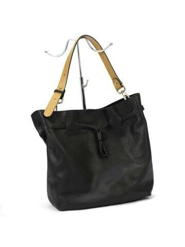 Černá dámská kožená kabelka Innue Velká kabelka do ruky a přes rameno SA20