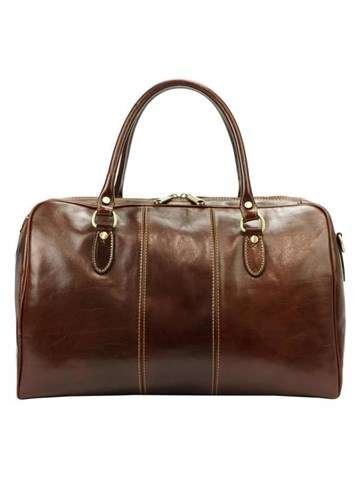 Cestovní taška Gregorio 132 kožená hnědá A4 velká s přídavným popruhem