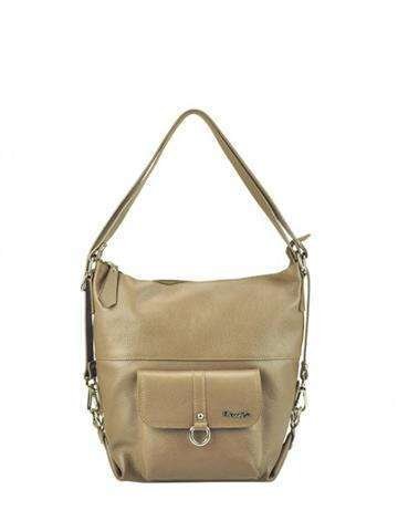 Dámská kožená taška Patrizia 19-001 shopperbag taupe s přírodní kůží a stříbrnými kováními