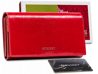 Červená kožená dámská peněženka s klopou - Peterson