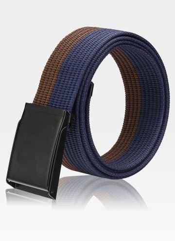 Pánsky Čierny Plátený Opasok Stevens s Kovovou Prackou v Darčekovom Boxe