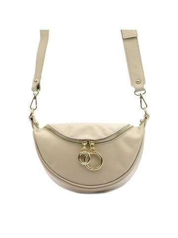 Dámská Kožená Kabelka Luka 20-033 DOLLARO Bežová Crossbody s Ozdobným Zapínáním