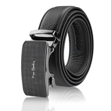 Pánsky kožený opasok Pierre Cardin Black Metal Automatic Buckle
