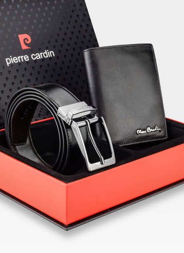 Darčeková súprava Pierre Cardin opasok a peňaženka s ochranou RFID pre darček pre NIego otca priateľa brata