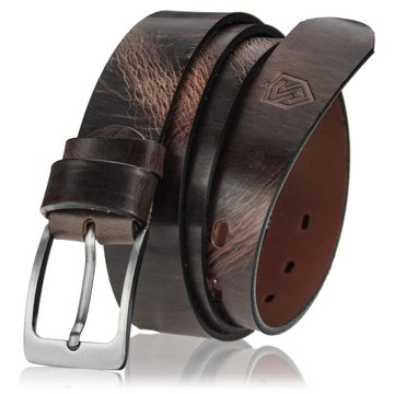 Pánsky kožený opasok STEVENS Faced Leather Super Quality Dark Brown