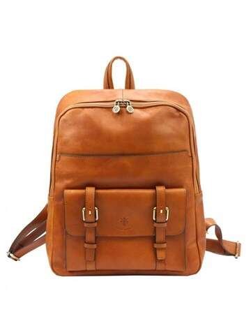Kožený batoh Florence 2006 Camel Large s nastavitelnými rameny a kapsami na A4