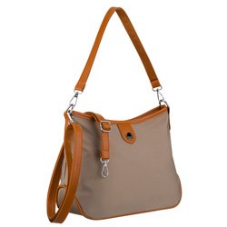 Dámska mestská kabelka z polyesteru a ekokože v béžovej farbe, s jednou priehradkou a zapínaním na zips - Peterson